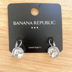 Rctangle earnings with pave hoop details.